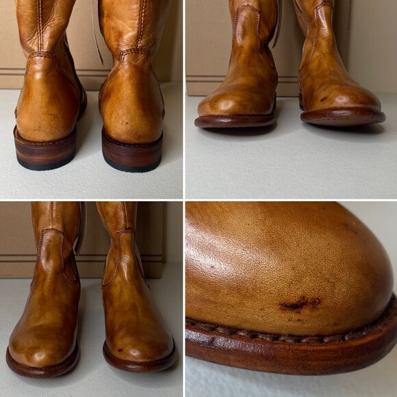 BED STU Tess Rustic Tan Distressed Tall Leather Riding Boots BedStu Size 7.5 - Picture 7 of 16